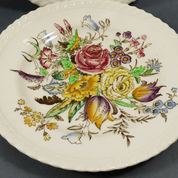 VTG Windsor Ware F.B.&C.England Garden Bouquet set of 2 bread & butter plates - Picture 6 of 6